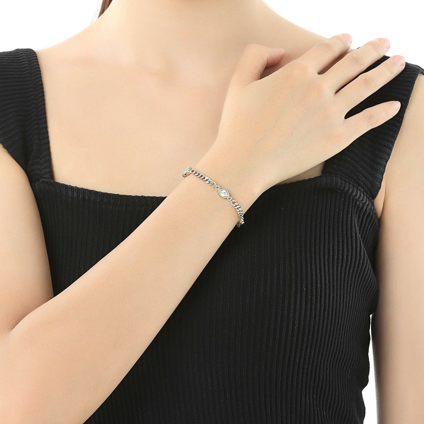 Armband Navette, silber weiss