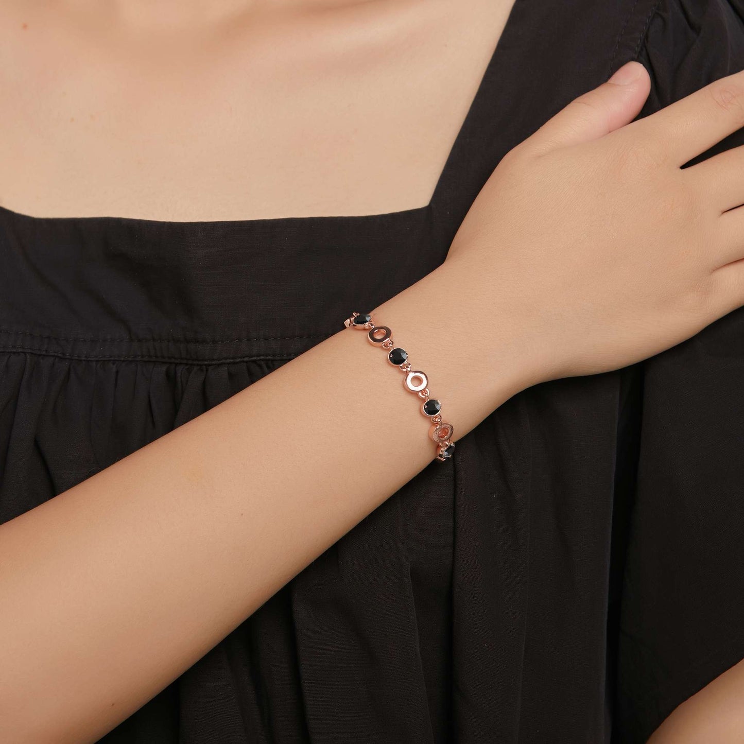 Armband Singular, rotgold schwarz