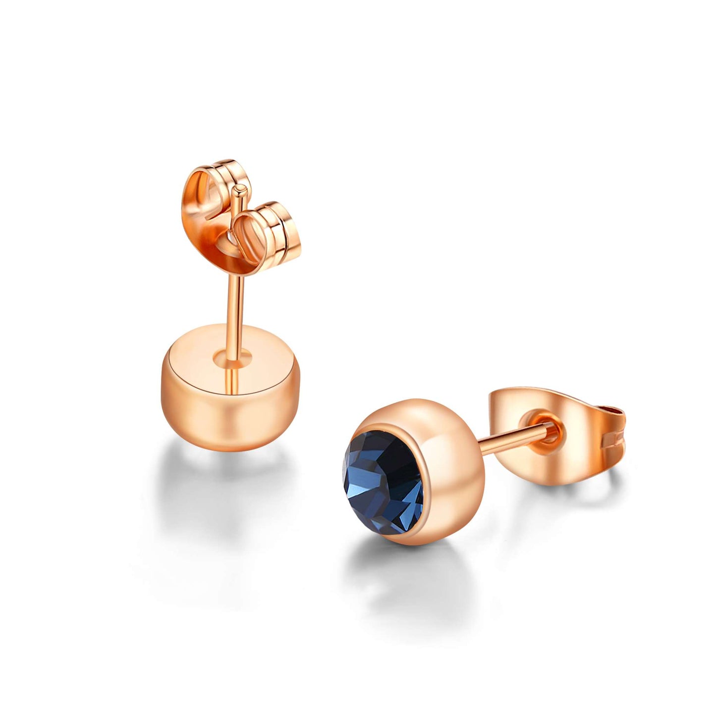 Ohrstecker Singular, rotgold blau