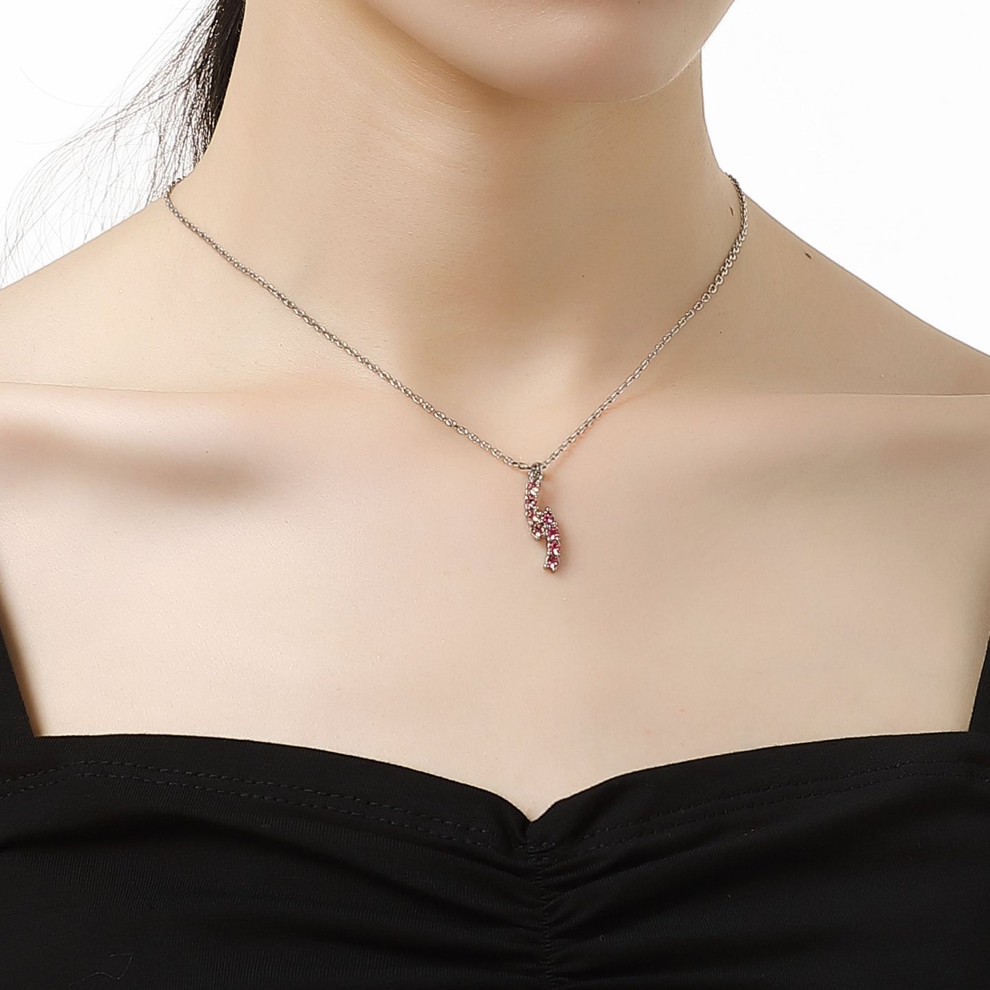 Kette mit Anhänger Duo, silber pink