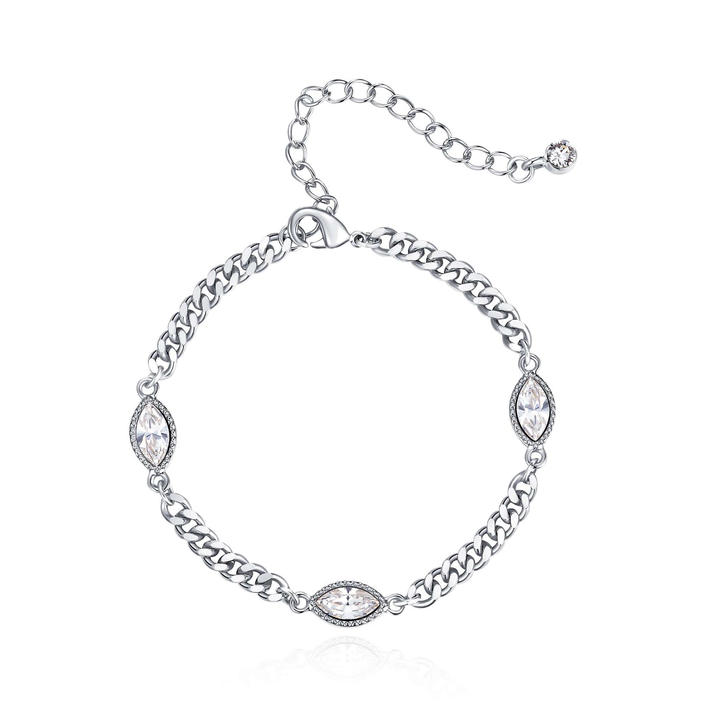 Armband Navette, silber weiss
