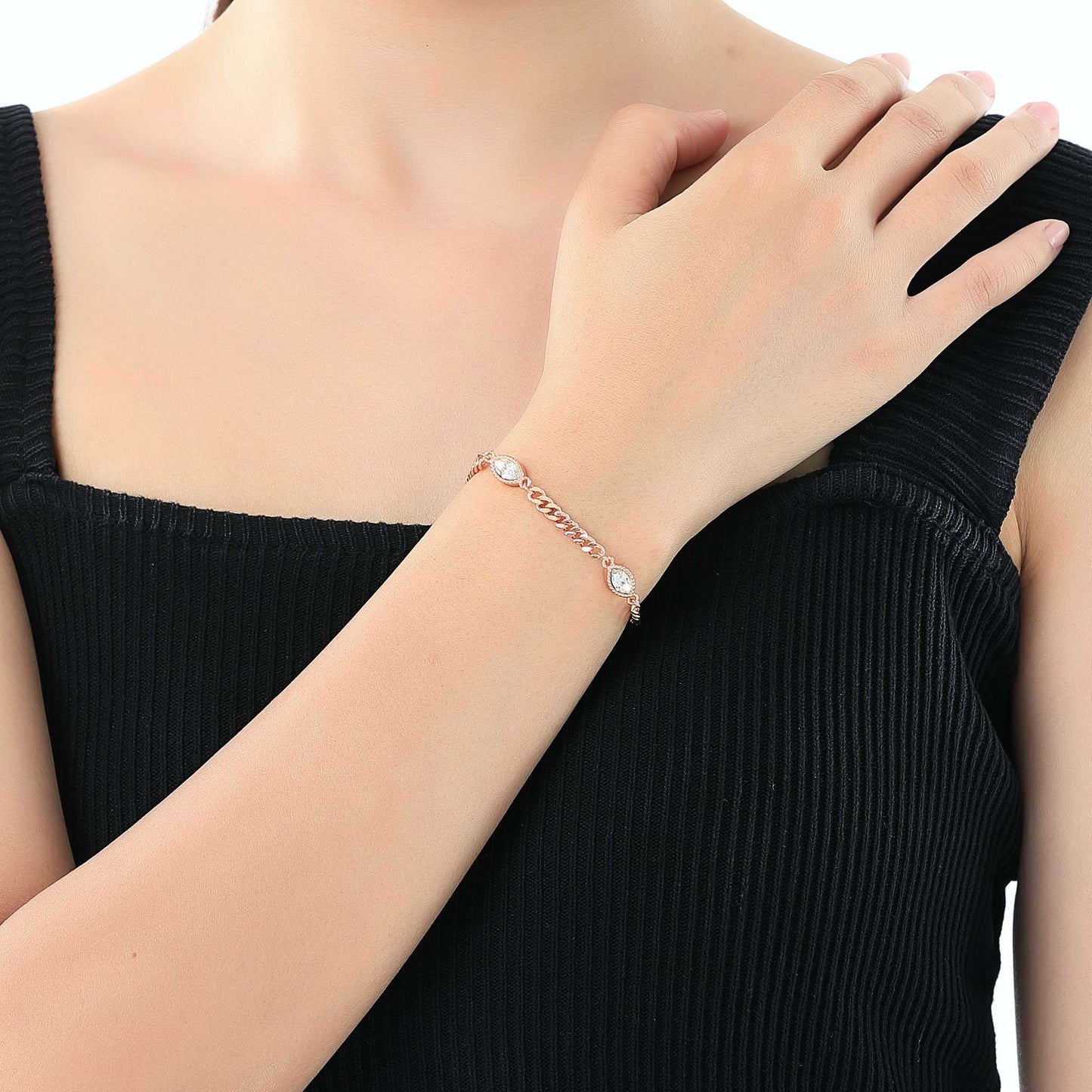 Armband Navette, rotgold weiss