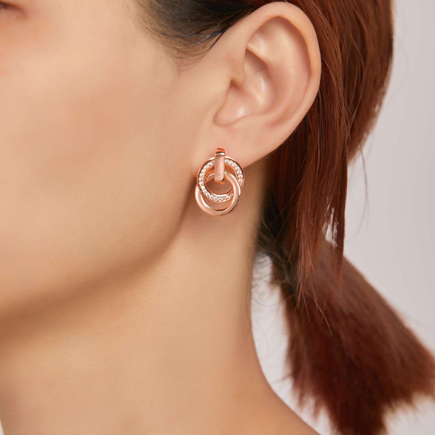 Ohrringe Circles, rotgold weiss