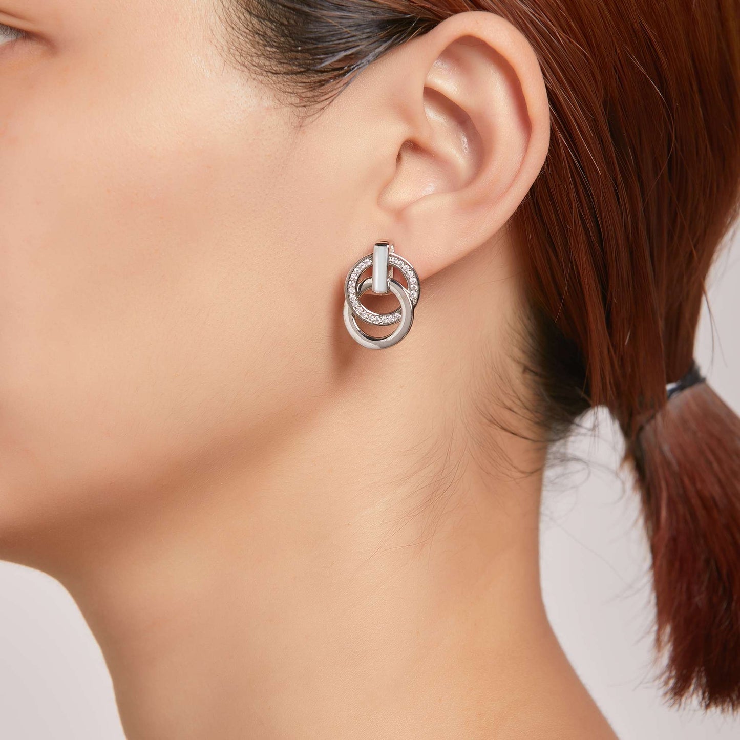 Ohrringe Circles, silber weiss