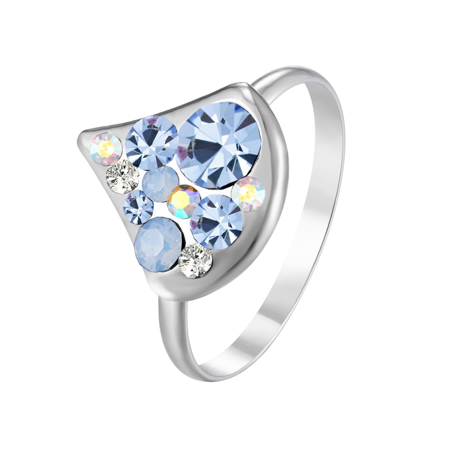 Ring Gingko, silber hellblau