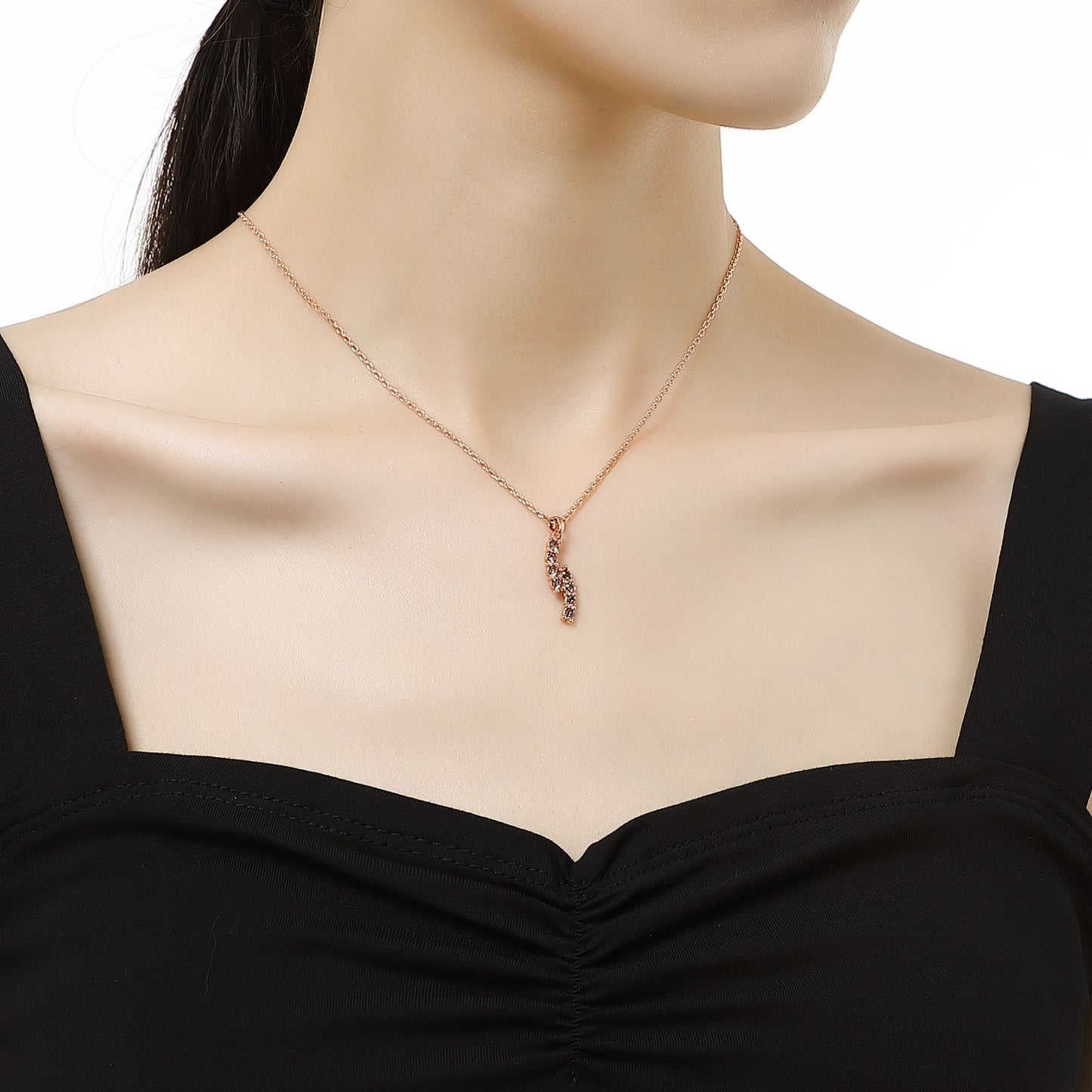 Kette mit Anhänger Duo, rotgold pink