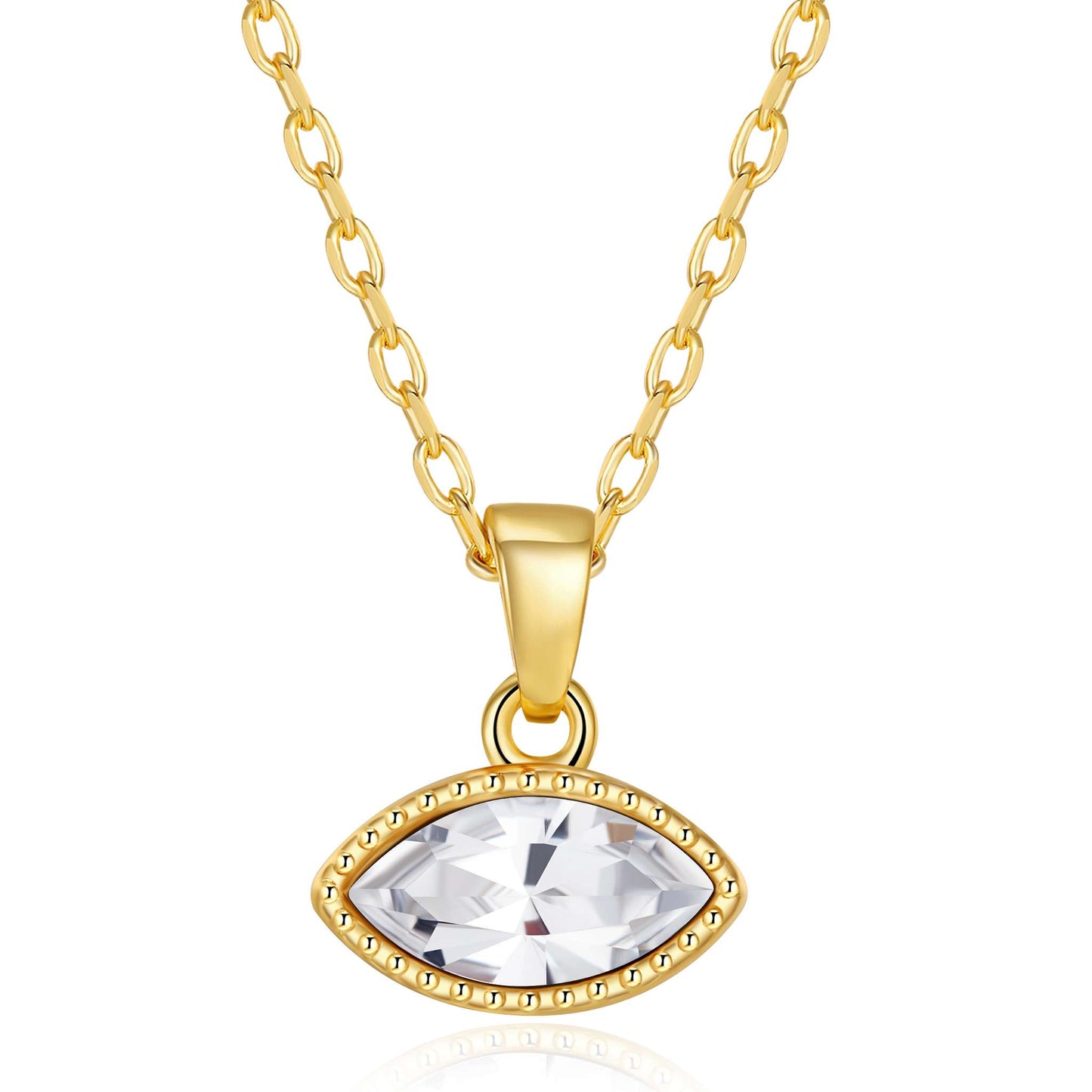 Kette mit Anhänger Navette, gold weiss